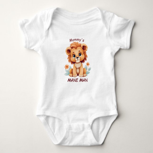Cute lejon "Mamma Mane Man" T Shirt (Framsida)