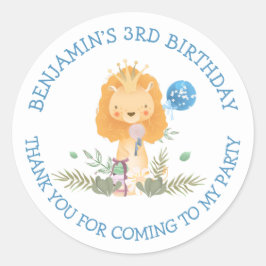 Cute Lejon Namn Tack Boy 3:e födelsedagen Runt Klistermärke