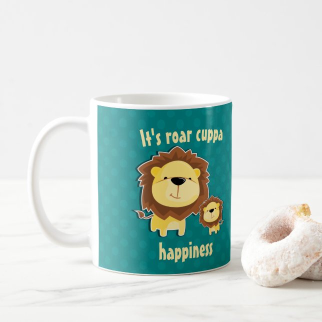 Cute Lejon och Baby Unge Barns födelsedag Kaffemugg (Med munk)