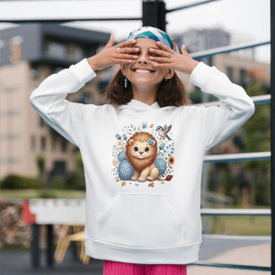 Cute Lejon och Blåa blommor Gift T Shirt