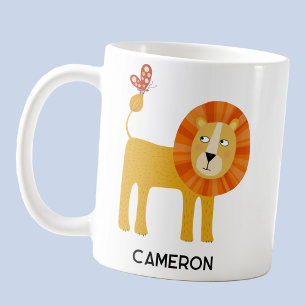 Cute Lejon Personlig Namn Kaffemugg