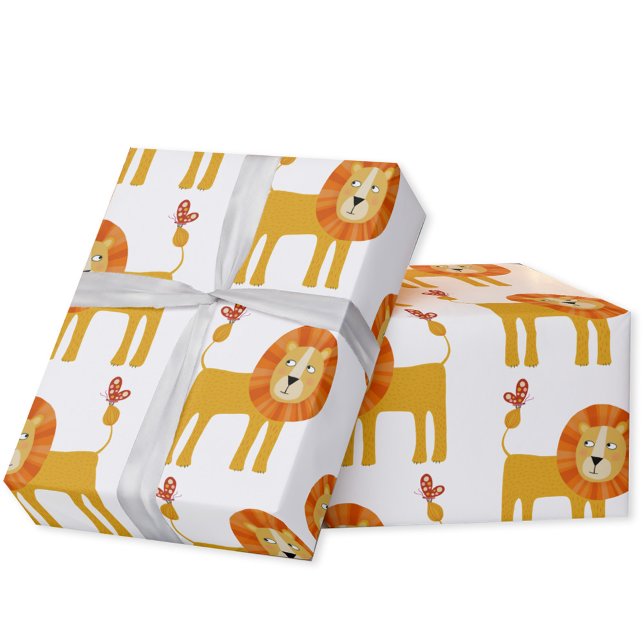 Cute Lejon Presentpapper (Fun lion pattern gift wrapping paper )
