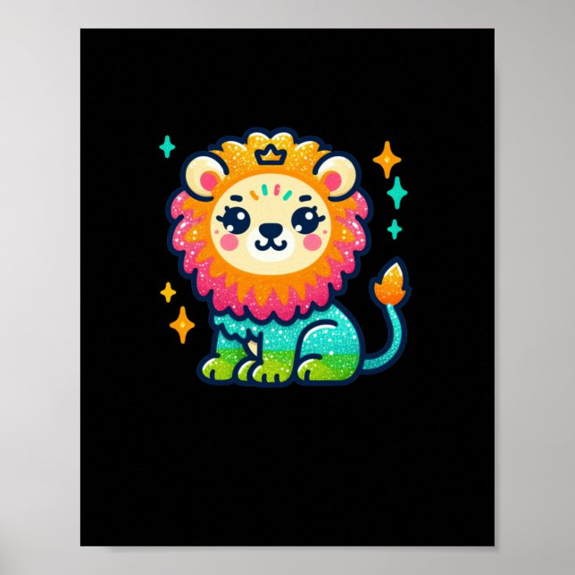 Cute Lejon Sticker Poster (Framsidan)