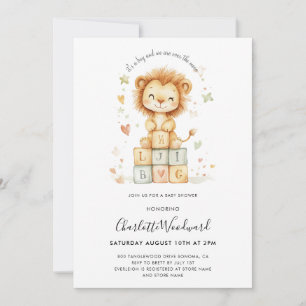 Cute Lejon Unge Boy Baby Shower Inbjudningar