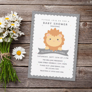 Cute Lejon Unge Boy Baby Shower Inbjudningar
