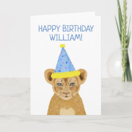 Cute Lejon Unge Illustration Grattis på födelsedag Kort