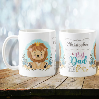 Cute Lejon Wear Krona Bästa Pappa någonsin Personl Kaffemugg
