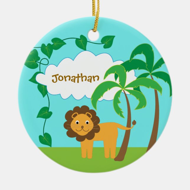 Cute Lejona Jungle Handflatan Träd Julgransprydnad Keramik (Framsidan)