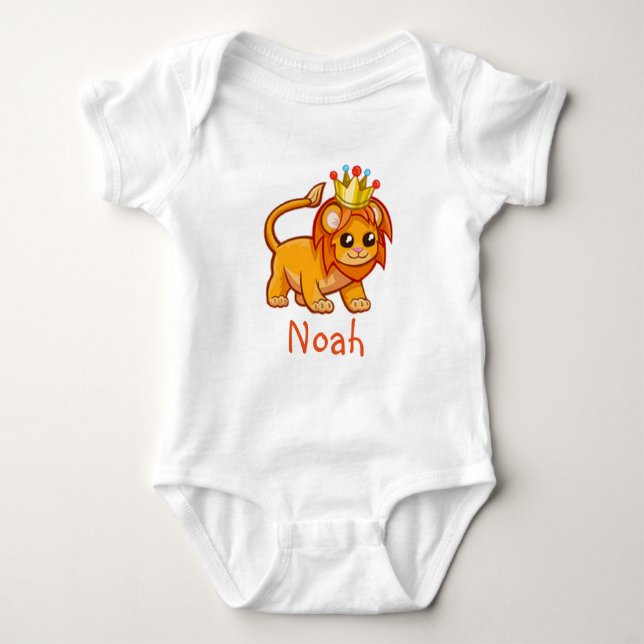 Cute Lejona Kung-Krona-jungle Animal Baby Namn T-shirt (Framsida)