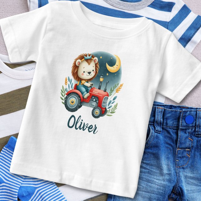 Cute Lejona Unge på Red Tractor på natten T Shirt (Skapare uppladdad)