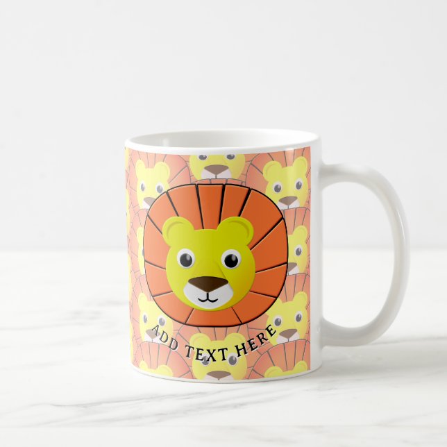 Cute Lejonare Ansikte över hela Mönster Kaffemugg (Höger)