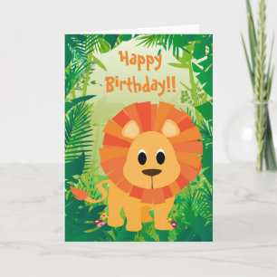 Cute Lejonare Grattis på födelsedagen Kort
