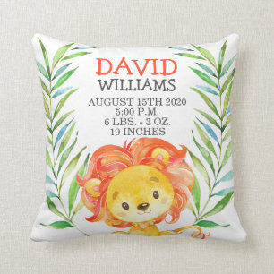 Cute Lejonare pojkfödelseland Jungle Safari Nurser Kudde