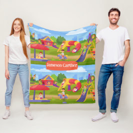 Cute-lekande färglös lekplats fleecefilt