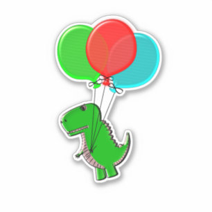 Cute Leksak Dinosaur som flyger med ballonger Klistermärken