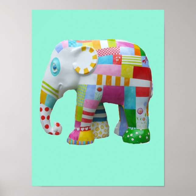 Cute leksak-lapptäcket elefantretro vismiskt leksa poster (Framsidan)