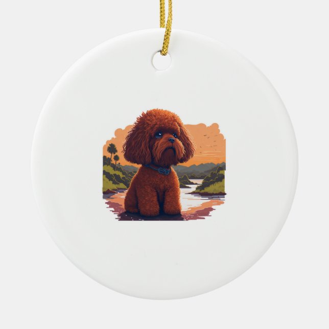 Cute Leksak Pudel Julgransprydnad Keramik (Framsidan)
