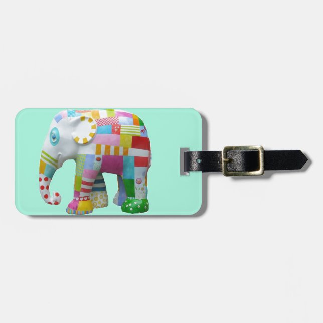 Cute leksak retro-elefant som är färglös bagagebricka (Horisontell Framsida)