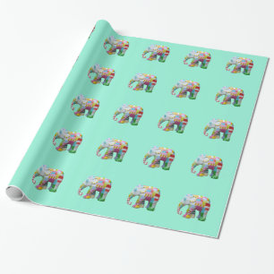 Cute leksak retro-elefant som är färglös presentpapper
