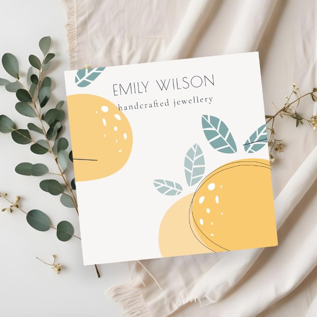 Cute Lemon Abstrakt Fruktig, fet Necklace-Visning Fyrkantigt Visitkort (Skapare uppladdad)