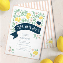 Cute Lemon Botanical Rosa Baby Shower