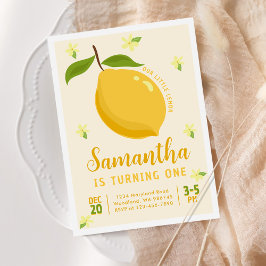 Cute Lemon Citrus 1:a födelsedag Inbjudningar