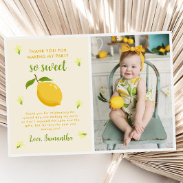 Cute Lemon Citrus Födelsedagsfest Photo Tack Kort