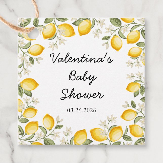 Cute Lemon Citrus Fruit Summer Baby Shower Gåvor Etiketter (Framsida)