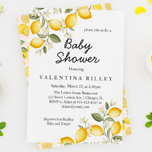 Cute Lemon Citrus Fruit Summer Baby Shower Inbjudningar