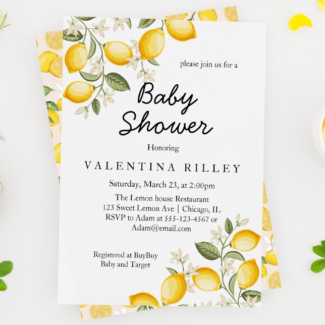 Cute Lemon Citrus Fruit Summer Baby Shower Inbjudningar (Skapare uppladdad)