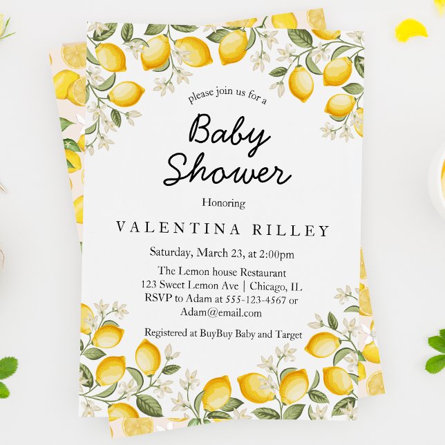 Cute Lemon Citrus Fruit Summer Baby Shower Inbjudningar (Skapare uppladdad)