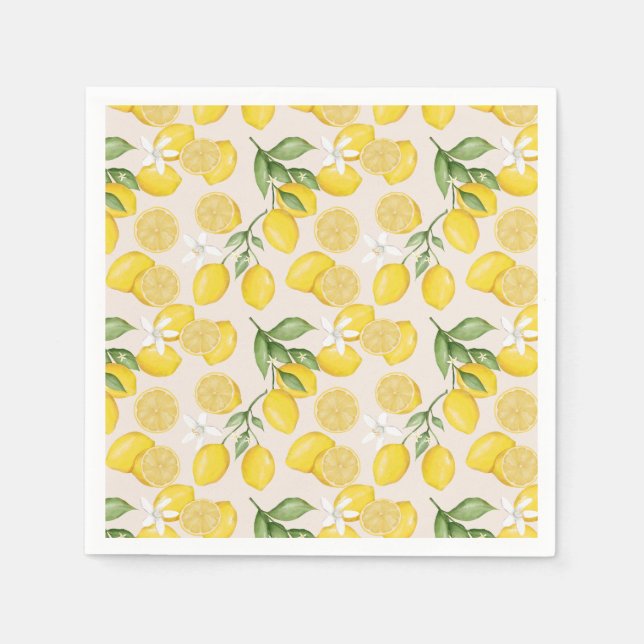 Cute Lemon Citrus Fruit Summer Baby Shower Pappersservett (Framsidan)