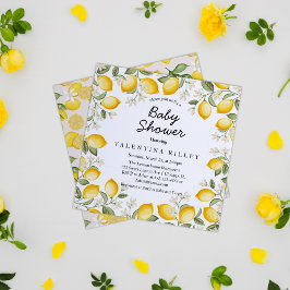 Cute Lemon Citrus Fruit Summer Baby Shower Square Inbjudningar