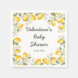 Cute Lemon Citrus Fruit Summer Baby Shower Square Pappersservett