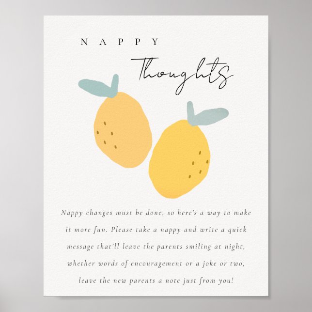 Cute Lemon Citrus Late Night Diaper Nappy Game Poster (Framsidan)