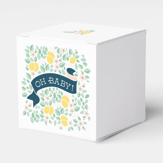 Cute Lemon Gult Botanical Baby Shower Presentaskar (Framsidan Sidan)