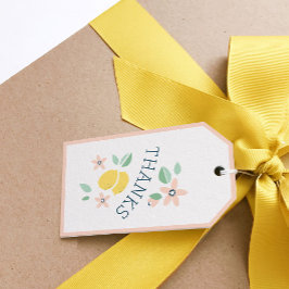 Cute Lemon Gult Botanical Baby Shower Presentetikett