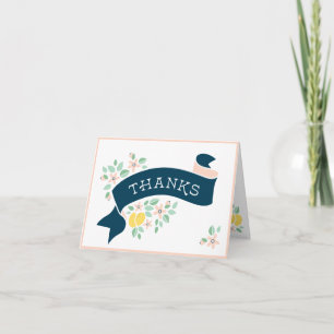 Cute Lemon Gult Botanical Baby Shower Tack Kort