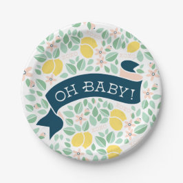 Cute Lemon Gult Botanical Löv Baby Shower
