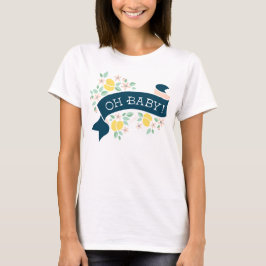 Cute Lemon Gult Botanical Oh Baby Shower T Shirt