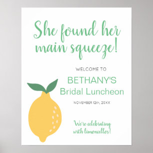 Cute Lemon Möhippa Luncheon Välkomstskylt Poster