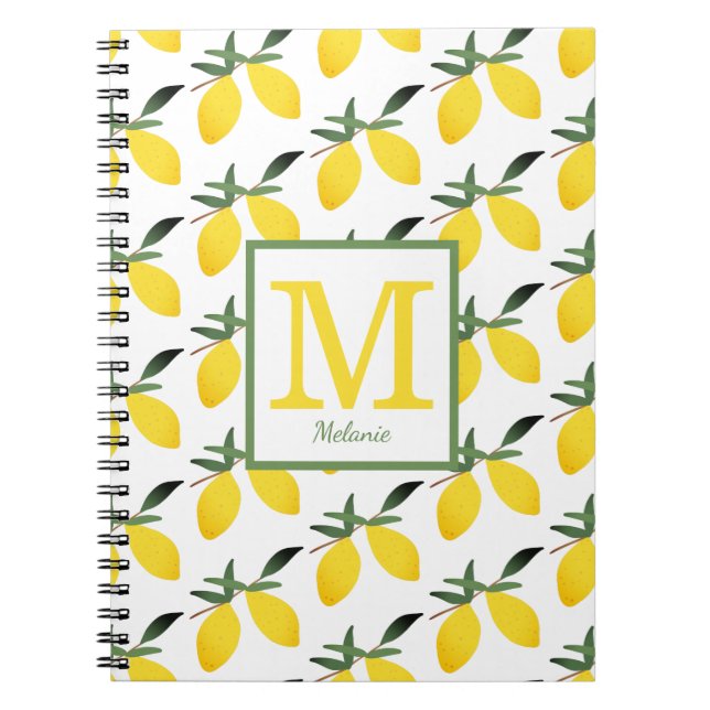 Cute Lemon Monogram Namn bärbar dator Anteckningsbok (Framsidan)