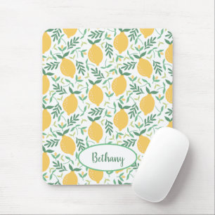 Cute Lemon Mönster med Grönt Monogram Musmatta