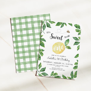 Cute Lemon och Bee 1:a födelsedagen Inbjudningar