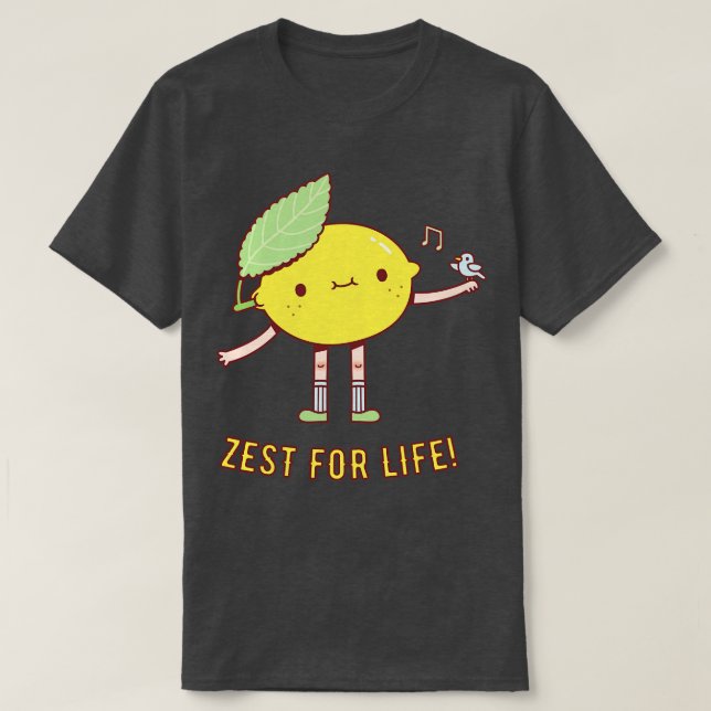 Cute Lemon och Bird Zest for Life T Shirt (Design framsida)