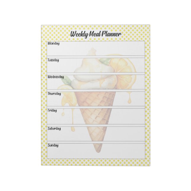 Cute Lemon Paj Weekly Meal Planner Anteckningsblock (Roterad)