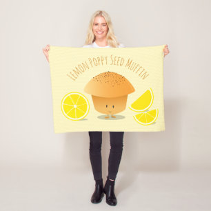 Cute Lemon Poppy Seed Muffin Tecknad Food Fleecefilt