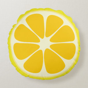 Cute Lemon Slice Citrus Fruit Funny Foodie Roligt Rund Kudde