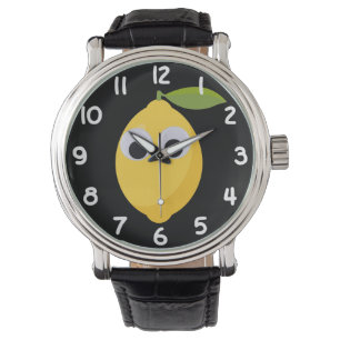 Cute Lemon-tecken med Googly Ögon Armbandsur