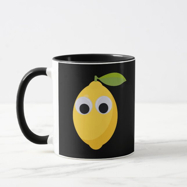 Cute Lemon-tecken med Googly Ögon Mugg (Vänster)